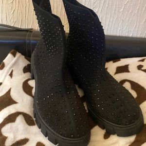 Black beaded sock boot